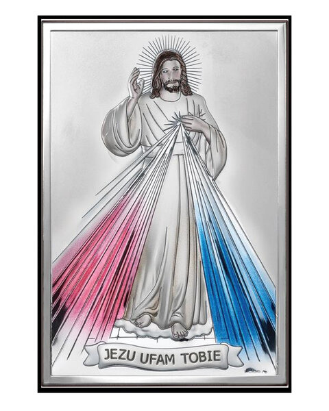 Obrazek z wizerunkiem Jezu Ufam Tobie, prostokątny kolorowy